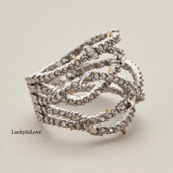 ALEXIS BITTAR • Silver Orbiting
Crystal Encrusted Thorny Lace Ring sz 7 - Picture 3 of 14
